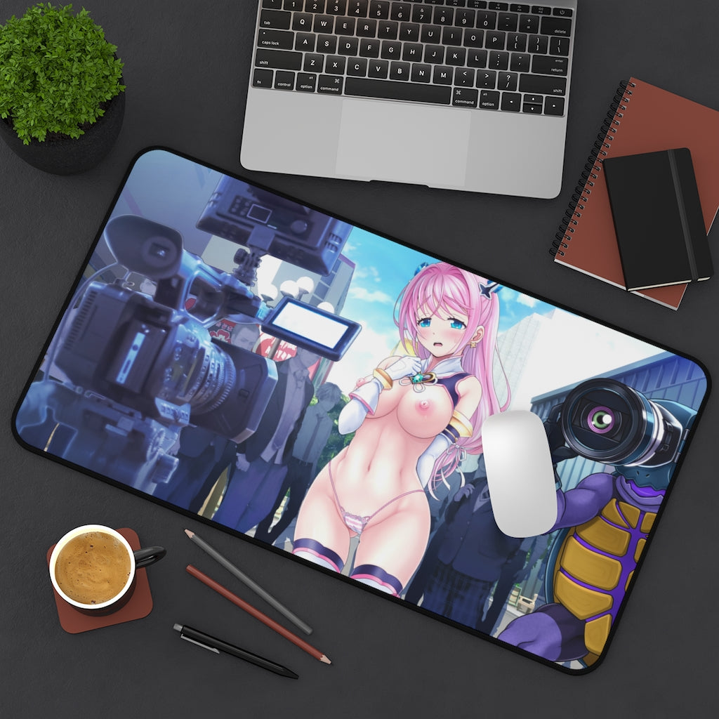 Aigan Tenshi Cheery Pink Nude Cameras Desk Mat - Non Slip Mousepad