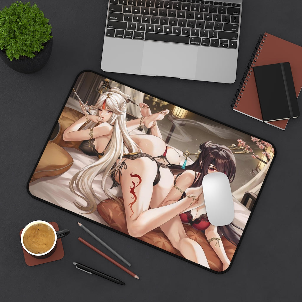 Genshin Impact Ecchi Mousepad - Sexy Butt Beidou And Ningguang Large Desk Mat - Mouse Pad - MTG Playmat