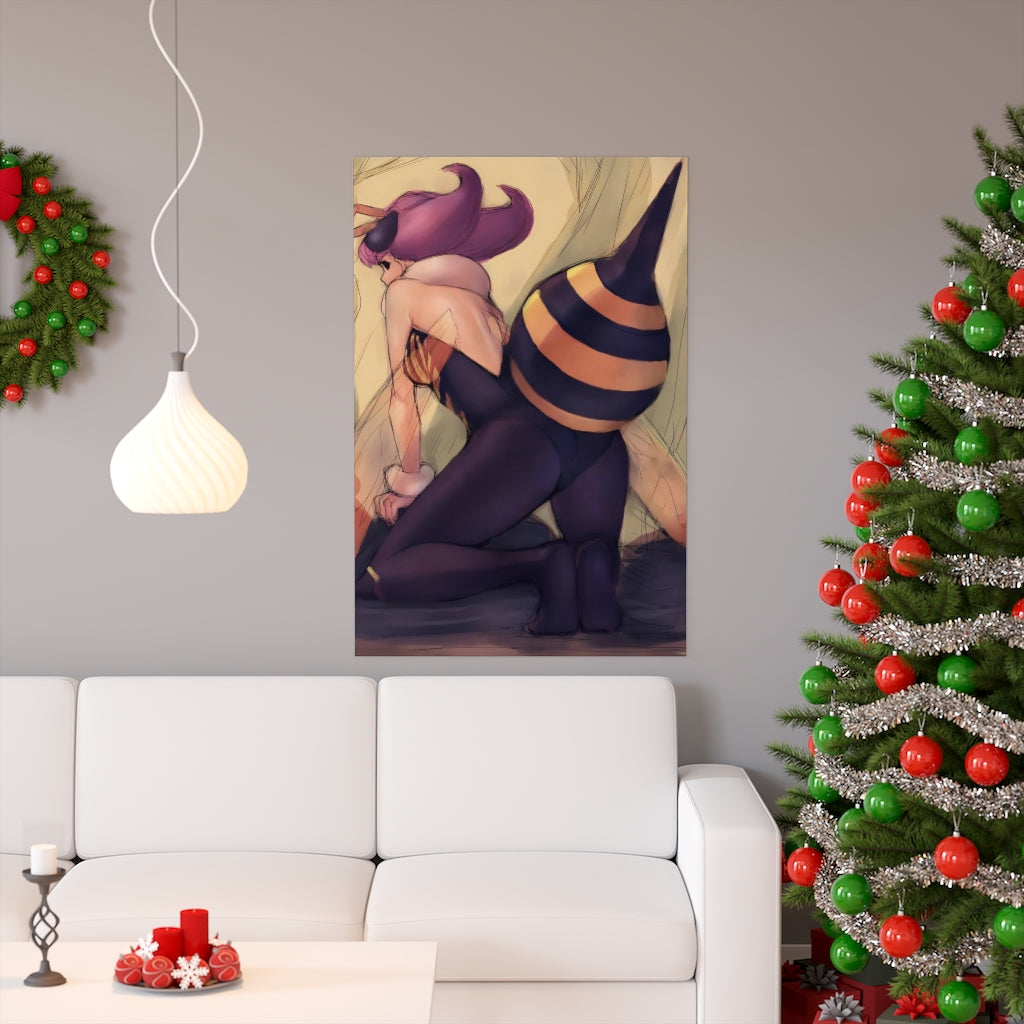 Q Bee Darkstalkers Poster - Lewd Premium Matte Vertical Poster - Adult Wall Art