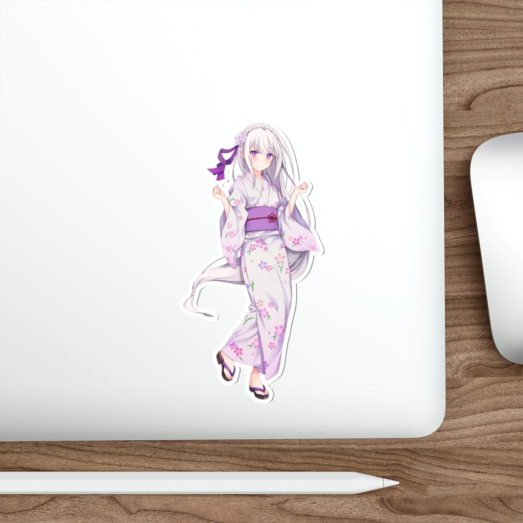 Re Zero Emilia Kimono Waifu Waterproof Sticker - Ecchi Vinyl Decal