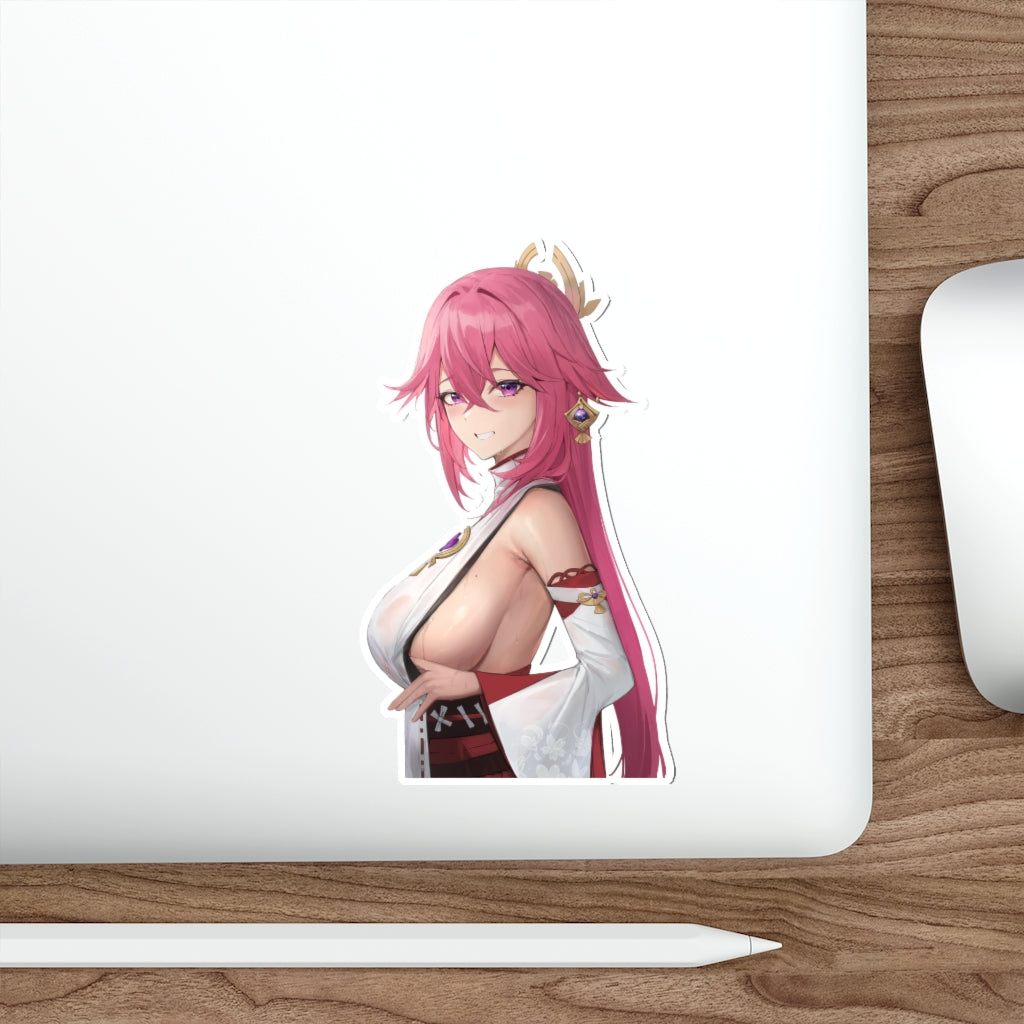 Side Boob Yae Miko Genshin Impact Ecchi Vinyl Decal Waterproof Sticker - Ecchi Vinyl Decal