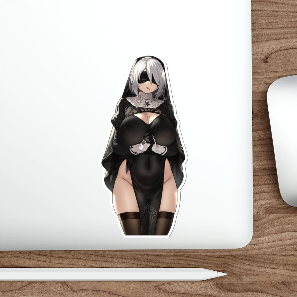 Sexy Nun Big Boobs 2B Waterproof Sticker - Nier Automata Ecchi Vinyl Car Decal