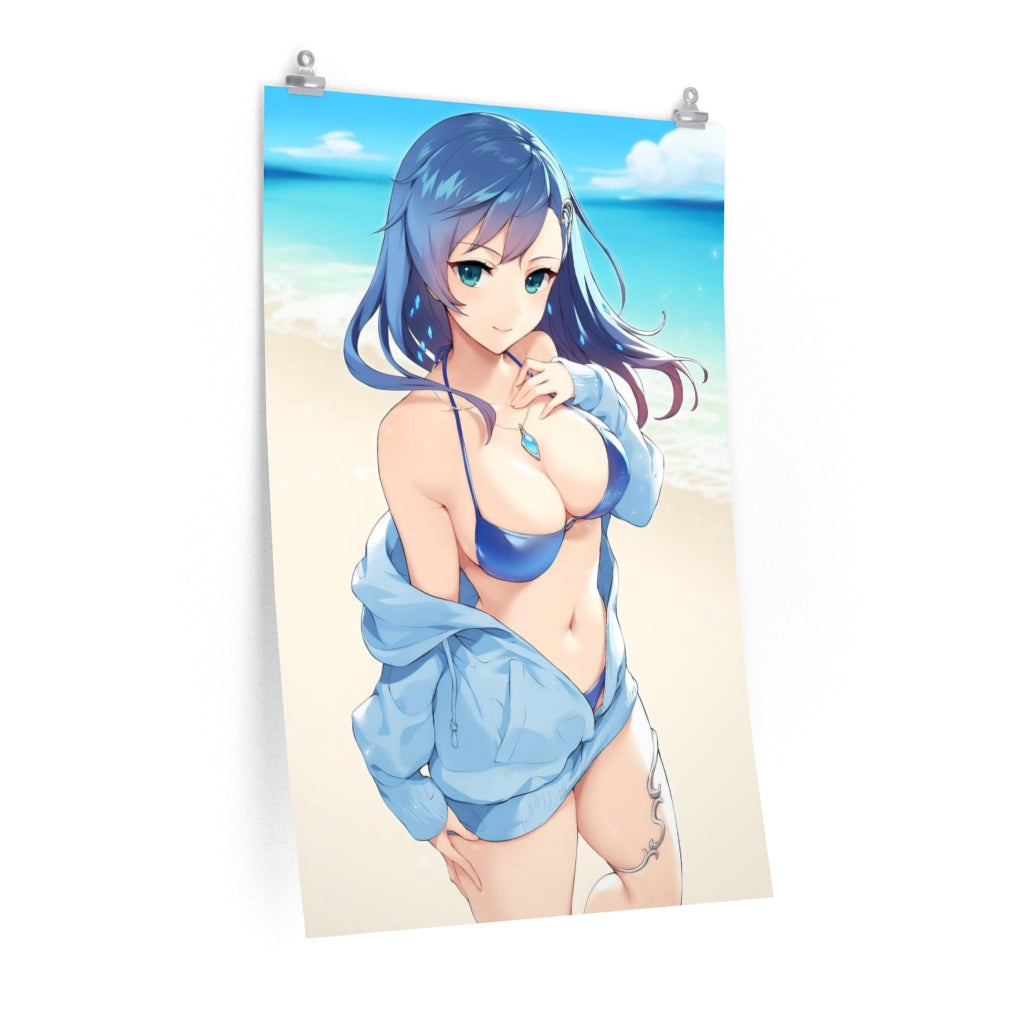 Affiche Ecchi de Maria Traydor en bikini avec étoile de mer - Affiche verticale mate de qualité supérieure obscène - Art mural pour adulte