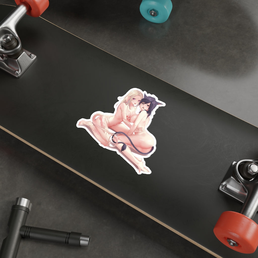 Nude Au'ra and Miqo'te Waterproof Sticker - Final Fantasy 14 Online Ecchi Vinyl Decal