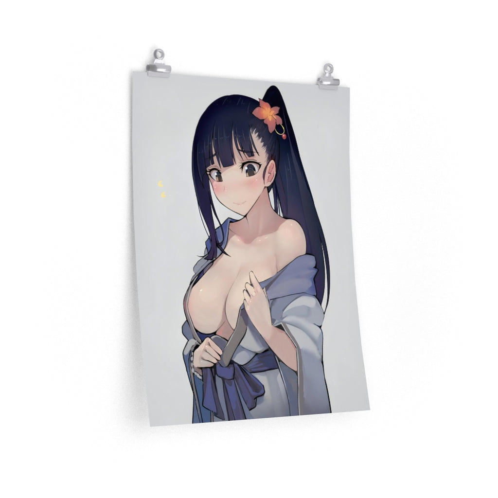 Sexy Yukata Boobs Yomogawa Ayame Kabaneri of the Iron Fortress Ecchi Poster - Lewd Premium Matte Vertical Poster - Adult Wall Art