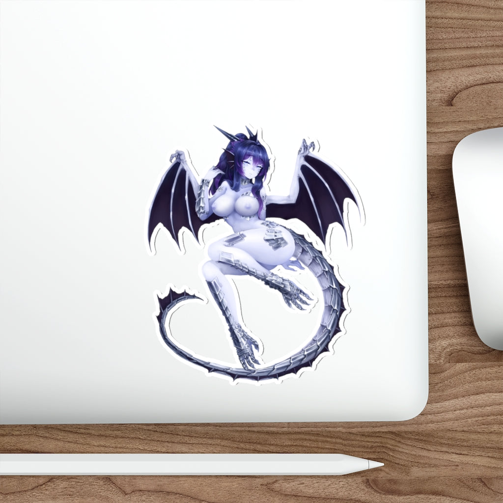 Dungeons and Dragons Nude Female Anthro Silver Dragon Waterproof Sticker -  Ecchi Vinyl Decal