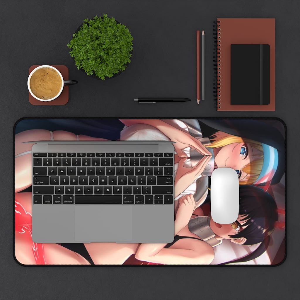 Fire Force Sexy Lingerie Waifus Iris and Tamaki Gaming Desk Mat - Anime Mousepad - Sexy Girl Playmat