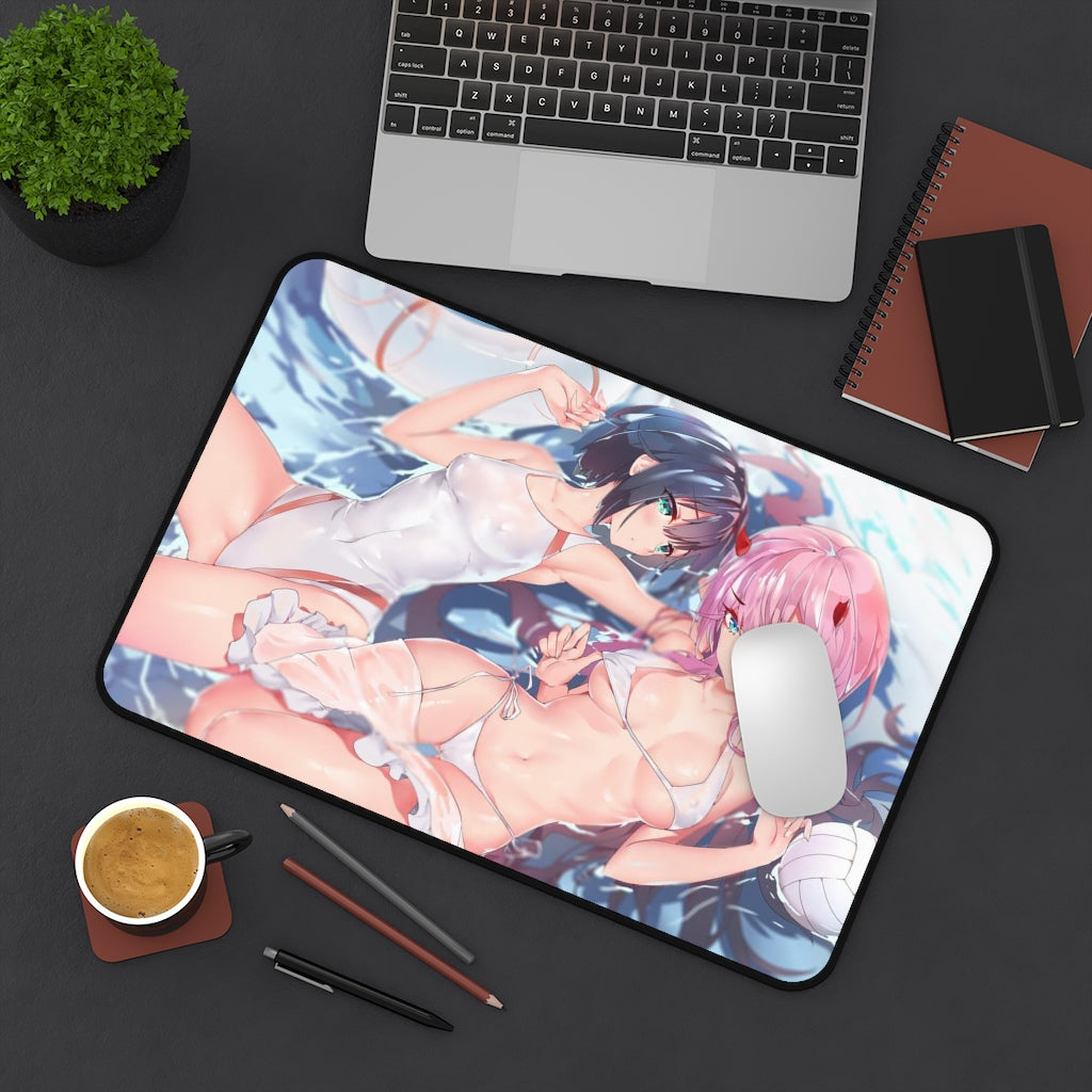 Bikini Zero Two and Ichigo Darling In The Franxx Desk Mat - Non Slip Mousepad