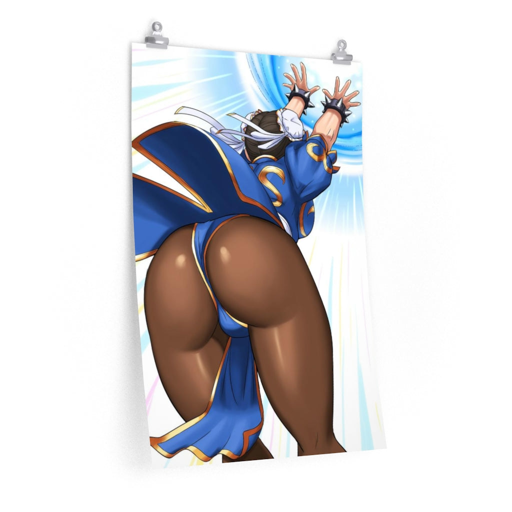 Chun Li Sexy Kikoho Butt Street Fighter Ecchi Poster - Lewd Premium Matte Vertical Poster - Adult Wall Art