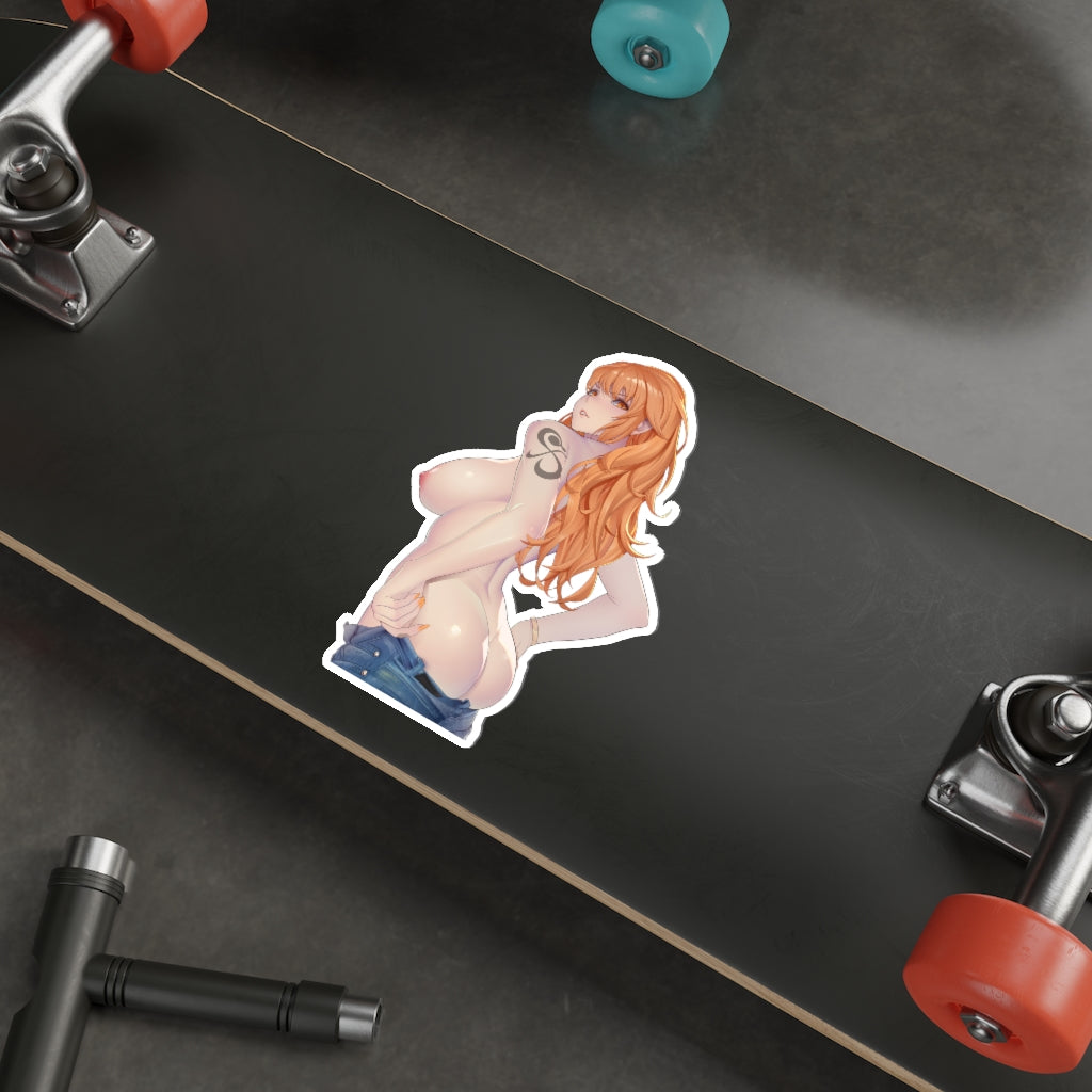 One Piece Anime Waterproof Sticker - Thicc Undressing Nami Vinyl Decal