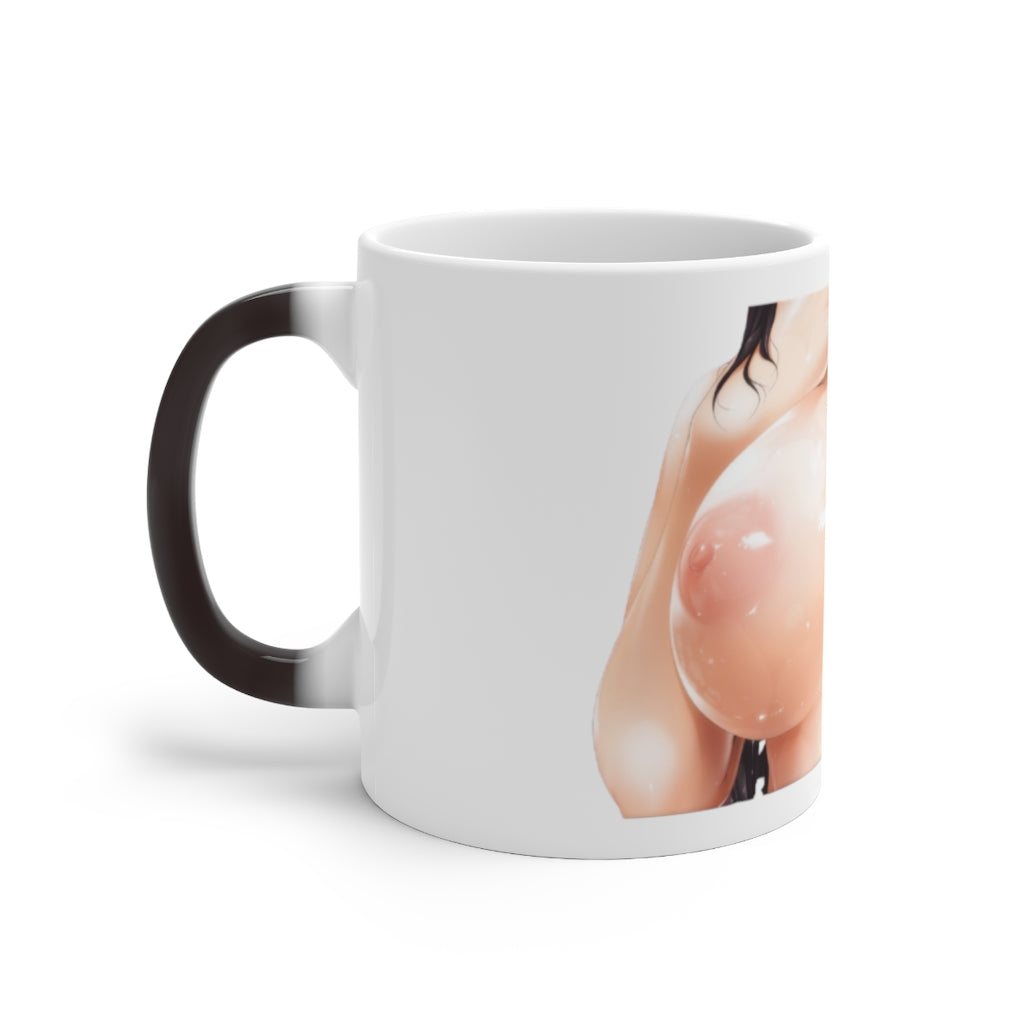 Boob Mug | Squeezed Boobs Glossy Magic Mug | Oppai Ecchi Gift | Naughty Lewd Gift | Color Changing Mug