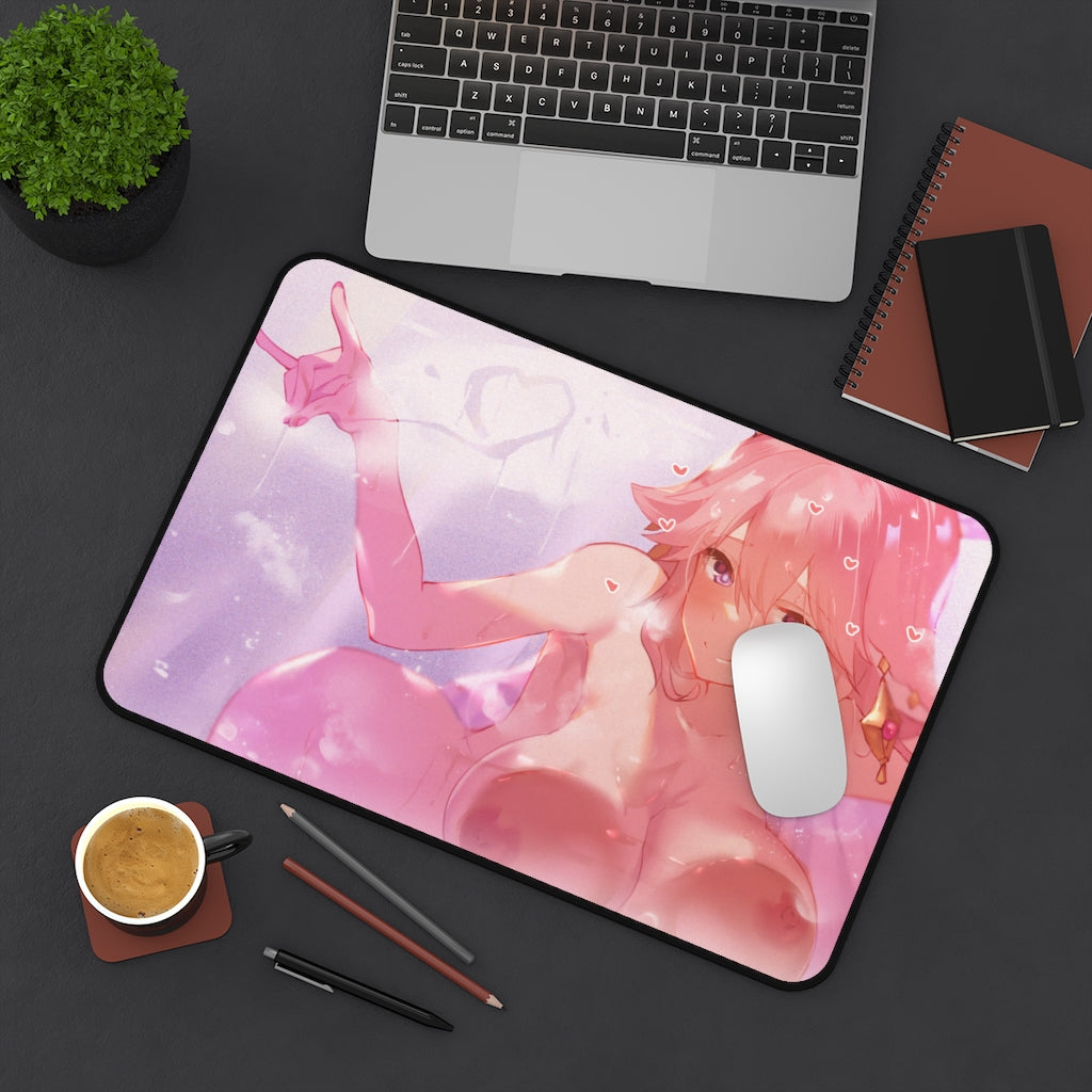 Nude Tits Yae Miko Genshin Impact Desk Mat - Non Slip Mousepad