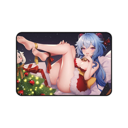 Genshin Impact Ecchi Mousepad - Christmas Lingerie Ganyu Landy Santa - Large Desk Mat - Sexy Playmat