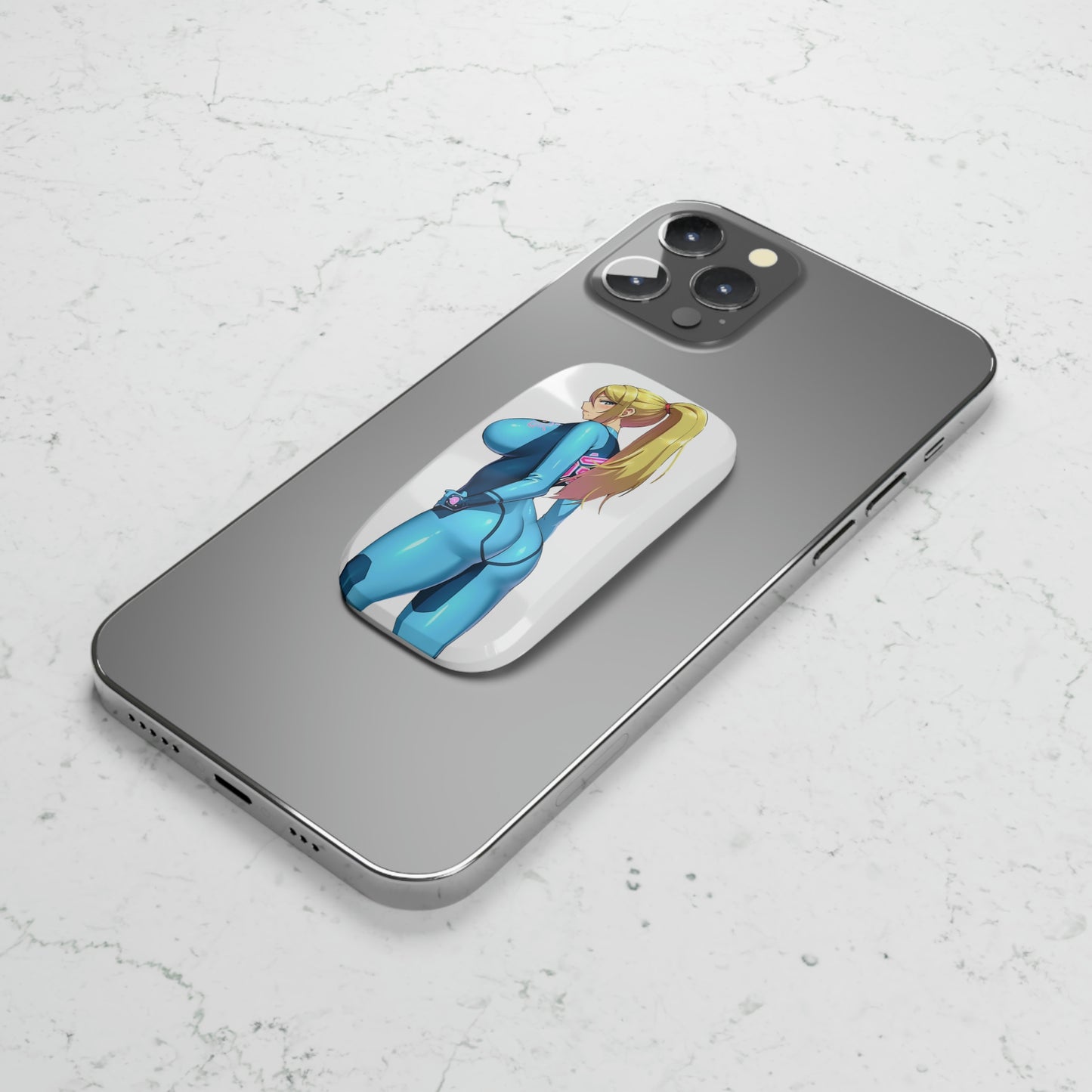 Samus Zero Suit Phone Holder - Metroid Phone Click-On Grip - Phone Grip Holder