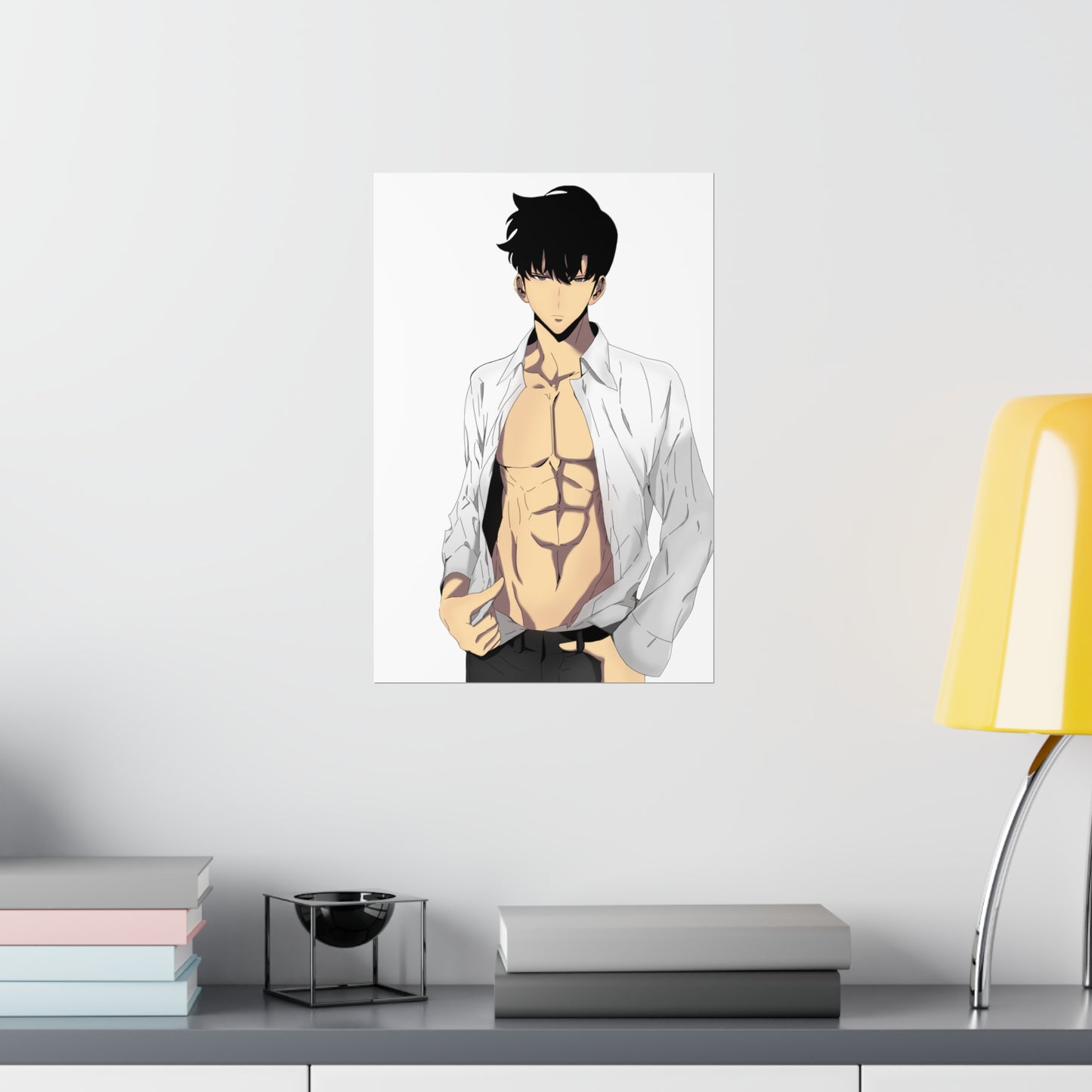 Affiche de mise à niveau solo du beau mannequin Sung Jinwoo - Affiche verticale mate de qualité supérieure - Décoration murale Anime Manhwa de Sung Jin Woo