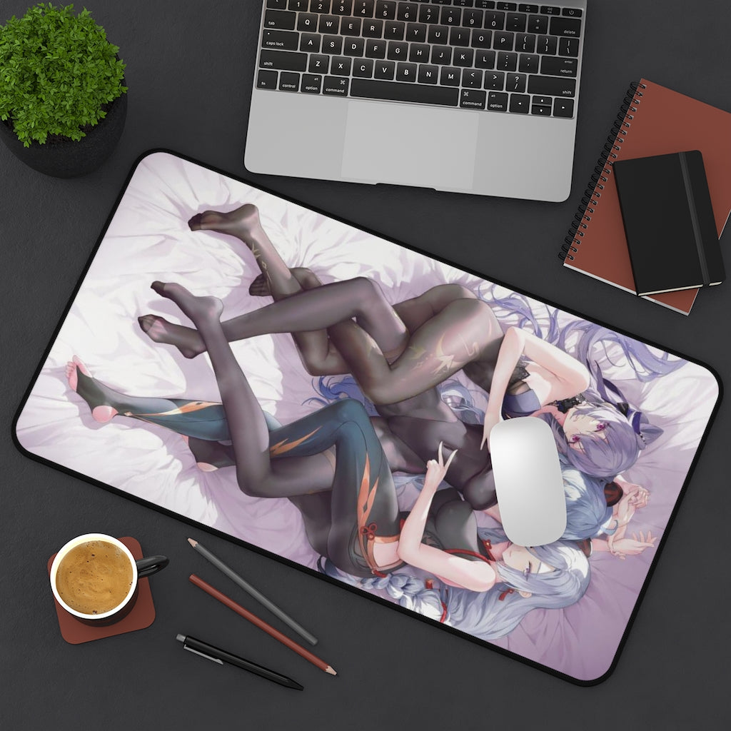 Sexy Waifus Ganyu Keqing and Shenhe Genshin Impact Desk Mat - Non Slip Mousepad - Sexy Girls Playmat