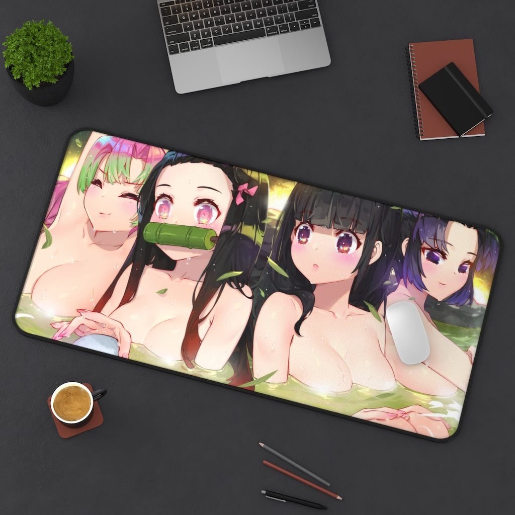 Nezuko Shinobu Mitsuri and Kanao Demon Slayer Nude Bath Bamboo Forest Mousepad - Gaming Playmat