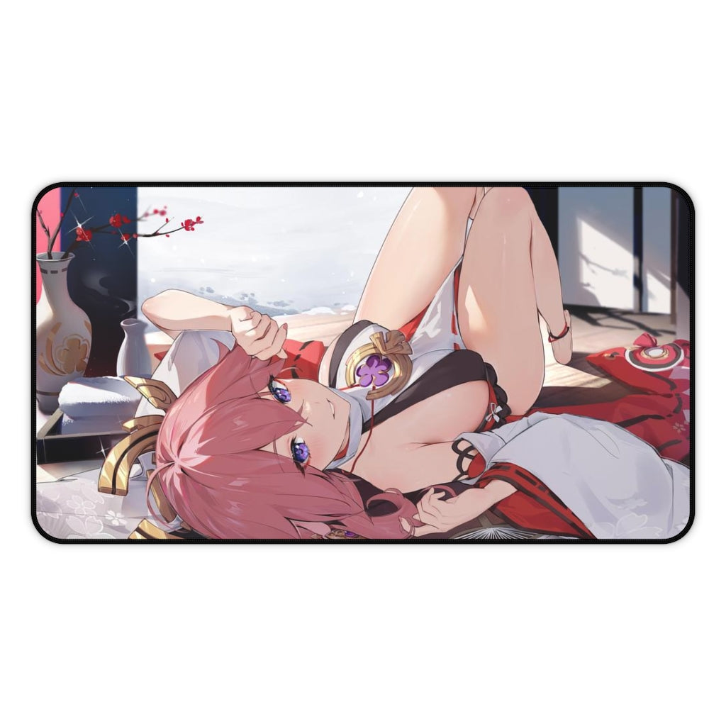 Genshin Impact Sexy Mousepad - Yae Miko Gaming Desk Mat - Ecchi Playmat