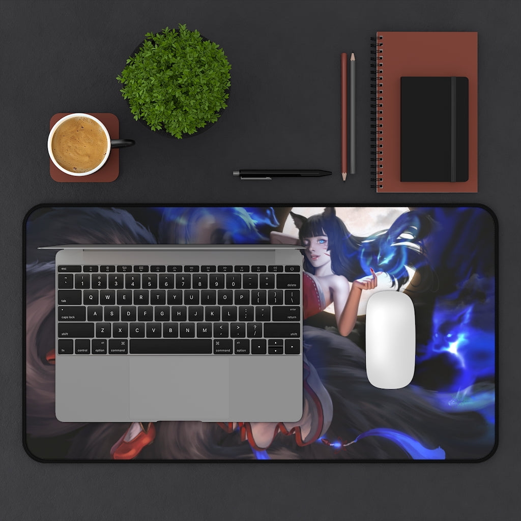 Sexy Nine Tailed Fox Ahri League of Legends Mousepad - Ecchi Desk Mat - LoL Kitsune Playmat