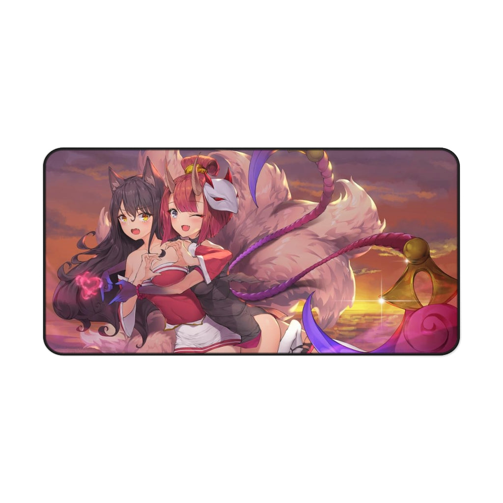 League of Legends Ahri And Evelynn Kawaii Mousepad - Ecchi Gaming Desk Mat - LoL Playmat