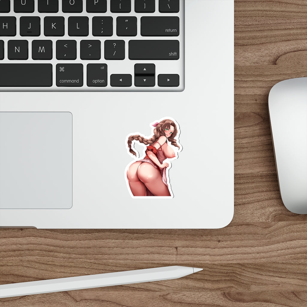 Final Fantasy 7 Waterproof Sticker - Aerith Big Butt Ecchi Vinyl Anime Car Decal - FF7 Erotic Sticker