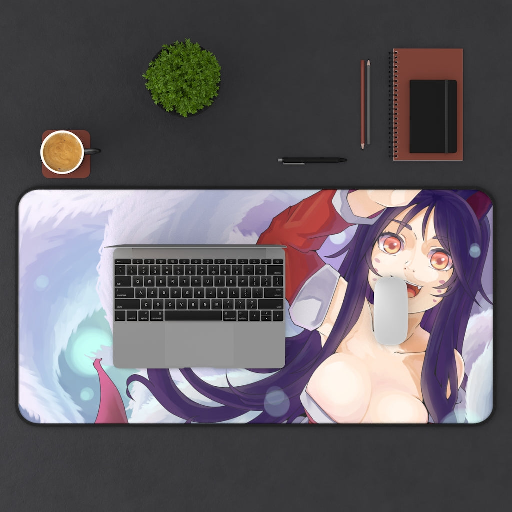 Ahri Nine Tailed Fox Sexy Mousepad - League of Legends Ecchi Desk Mat - LoL Kitsune Gaming Playmat