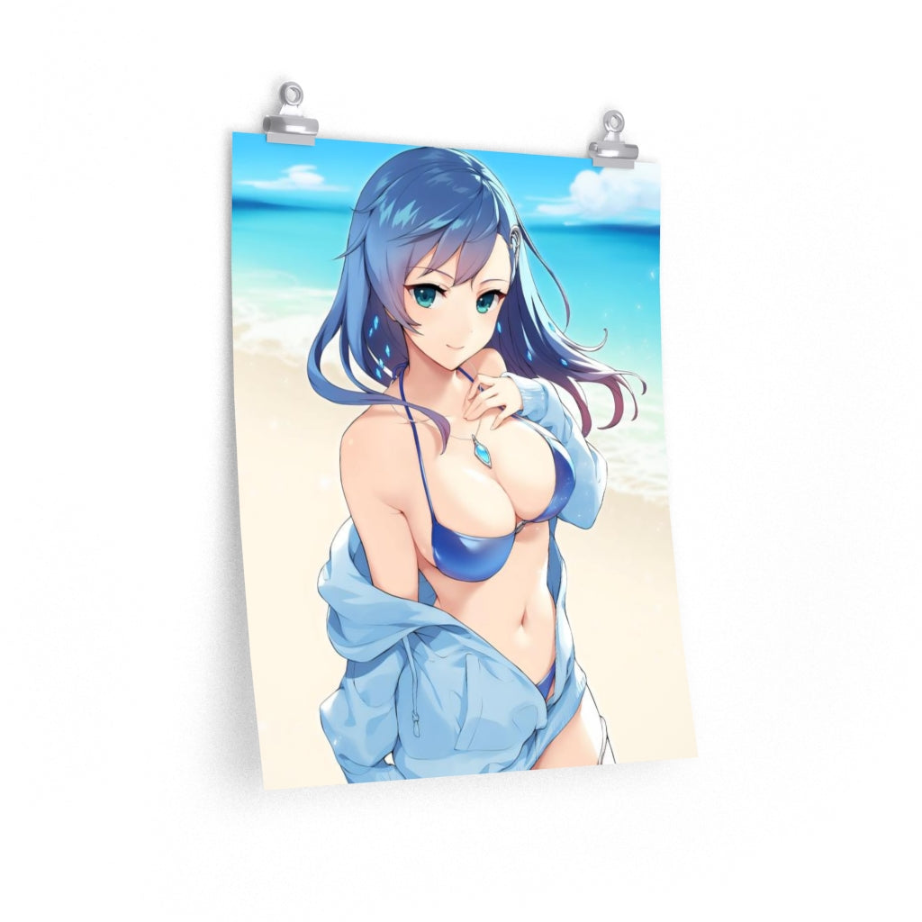 Affiche Ecchi de Maria Traydor en bikini avec étoile de mer - Affiche verticale mate de qualité supérieure obscène - Art mural pour adulte