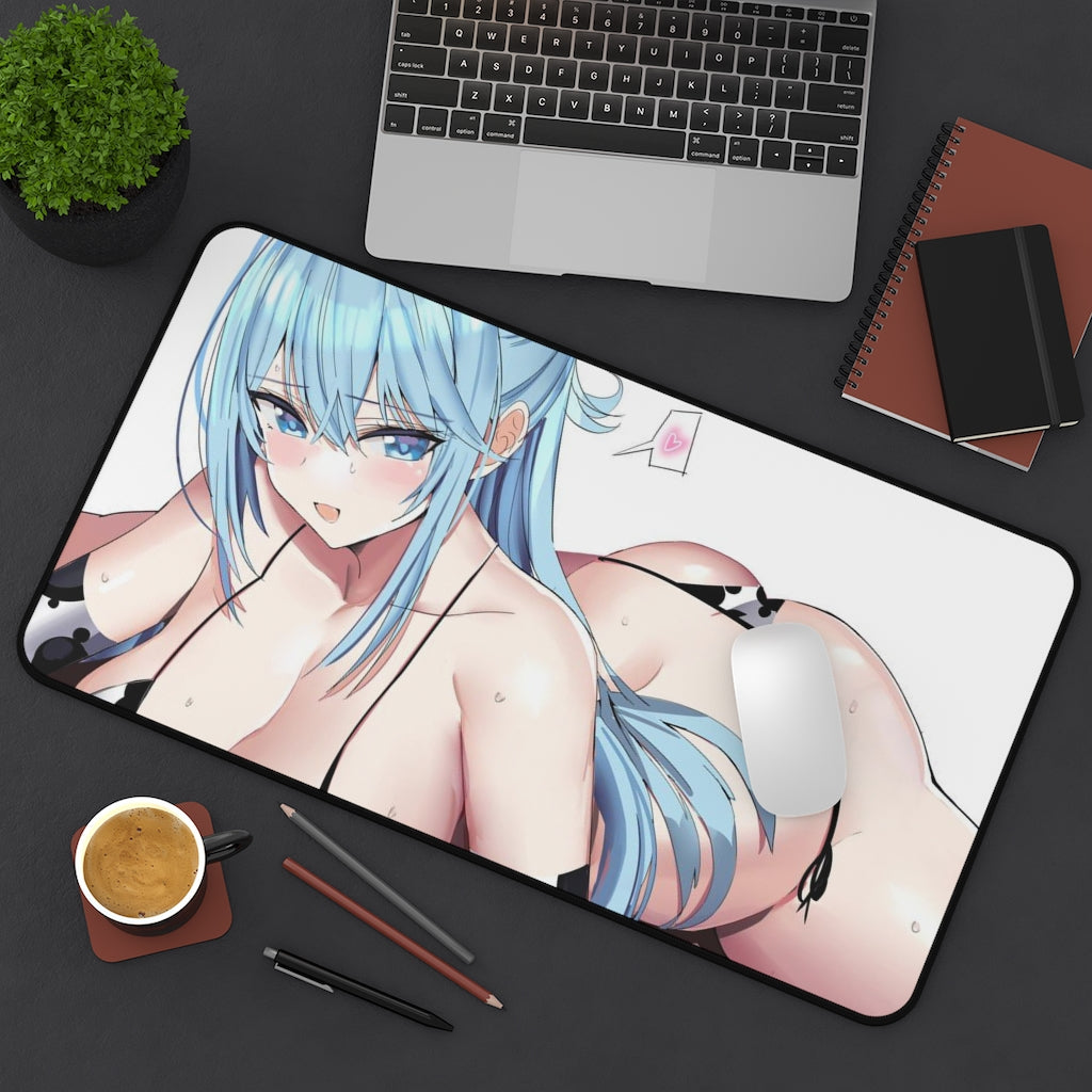 Konosuba Aqua Sexy Mousepad - Thick Cow Girl Waifu Desk Mat - Ecchi Anime Playmat