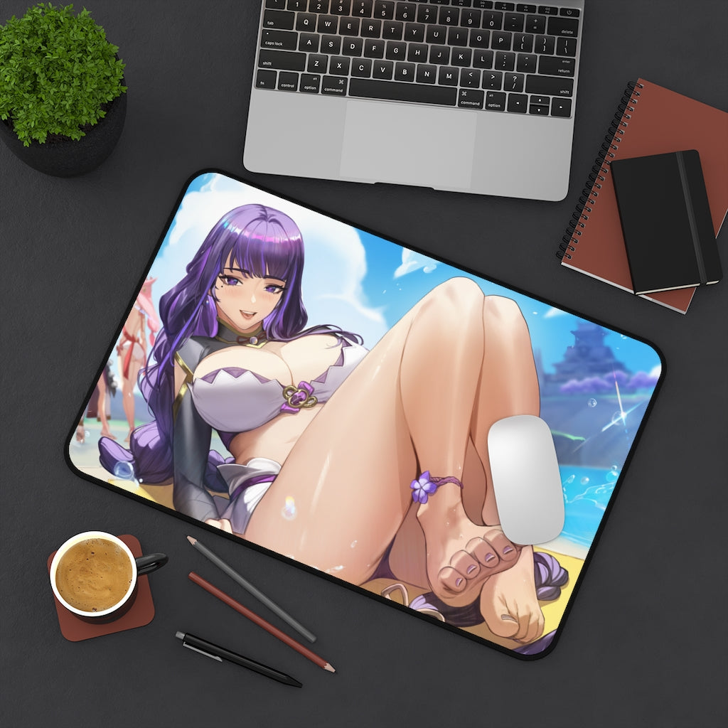 Genshin Impact Raiden Shogun Sexy Feet Desk Mat - Non Slip Mousepad