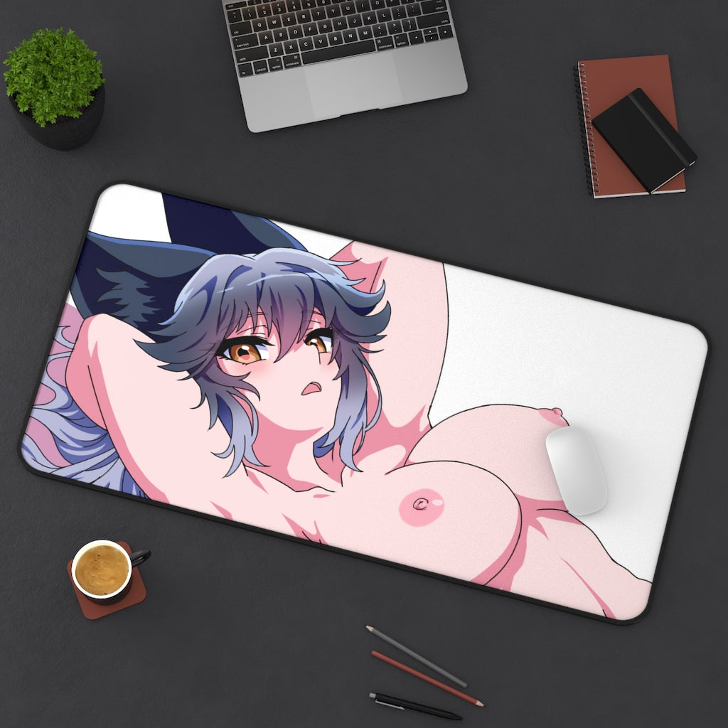 Silver Fox Kemono Friends Nude Boobs Mousepad - Gaming Playmat