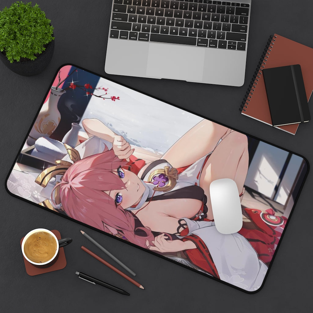 Genshin Impact Sexy Mousepad - Yae Miko Gaming Desk Mat - Ecchi Playmat