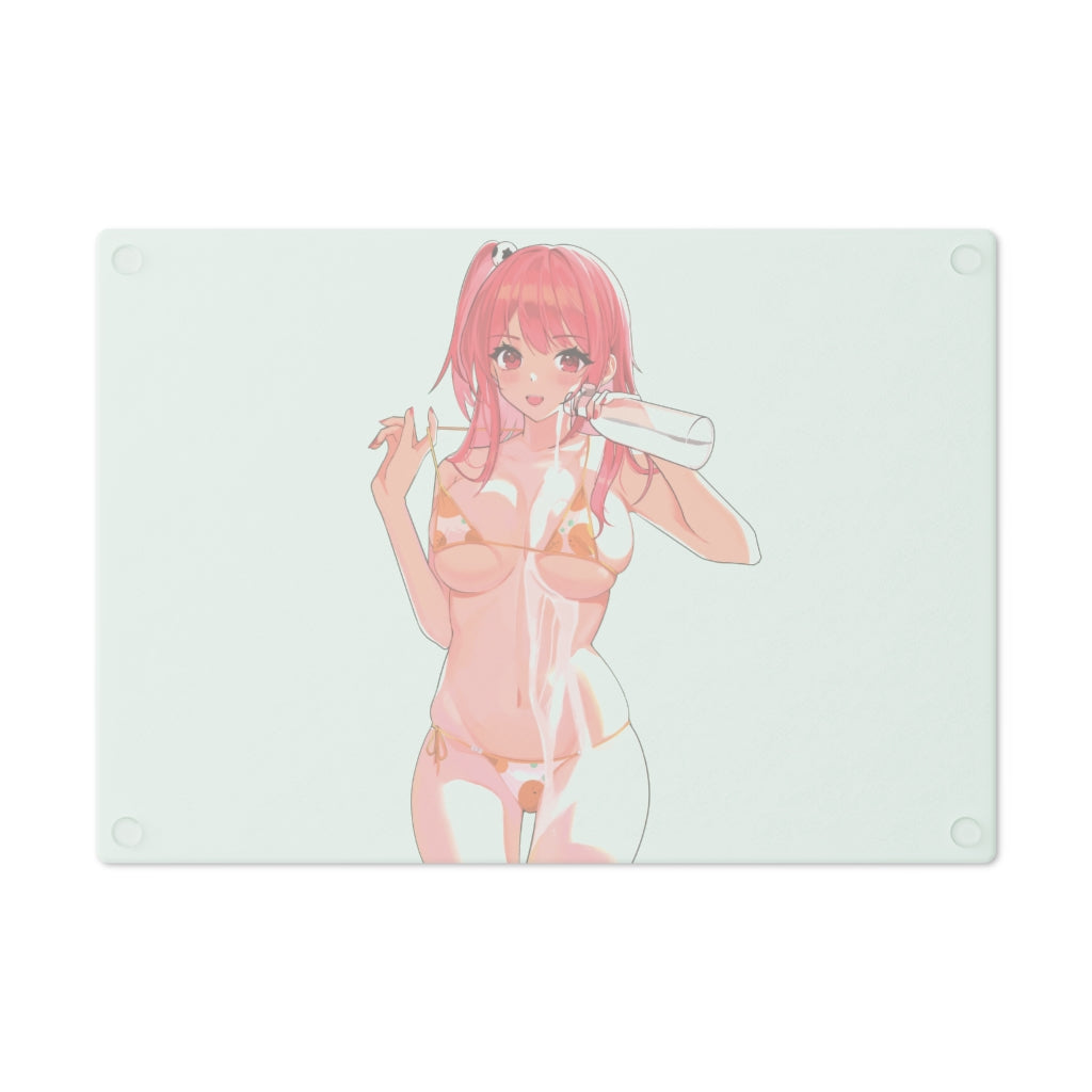 Glass Cutting Board - Charcuterie and Cheese Board - Milk Spilling Busty Honoka - Dead or Alive Cutting Board