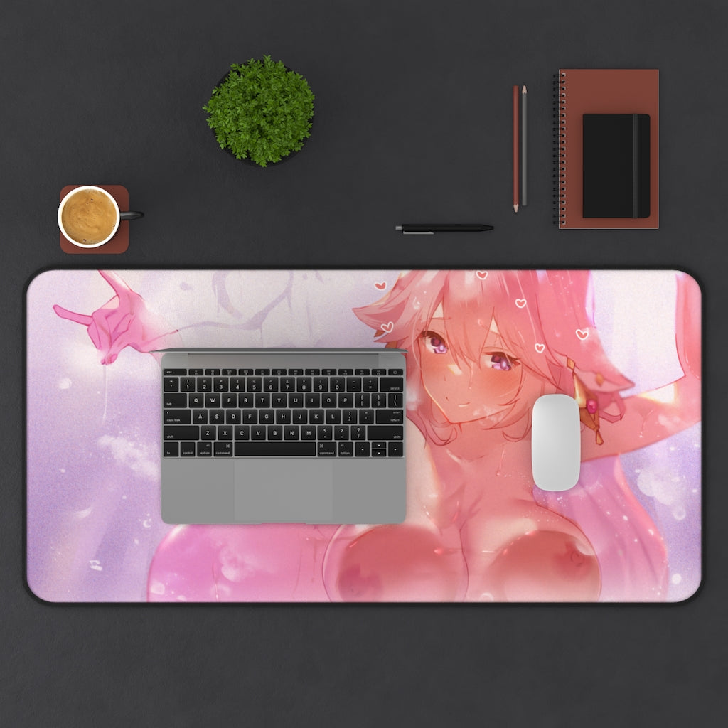 Nude Tits Yae Miko Genshin Impact Desk Mat - Non Slip Mousepad