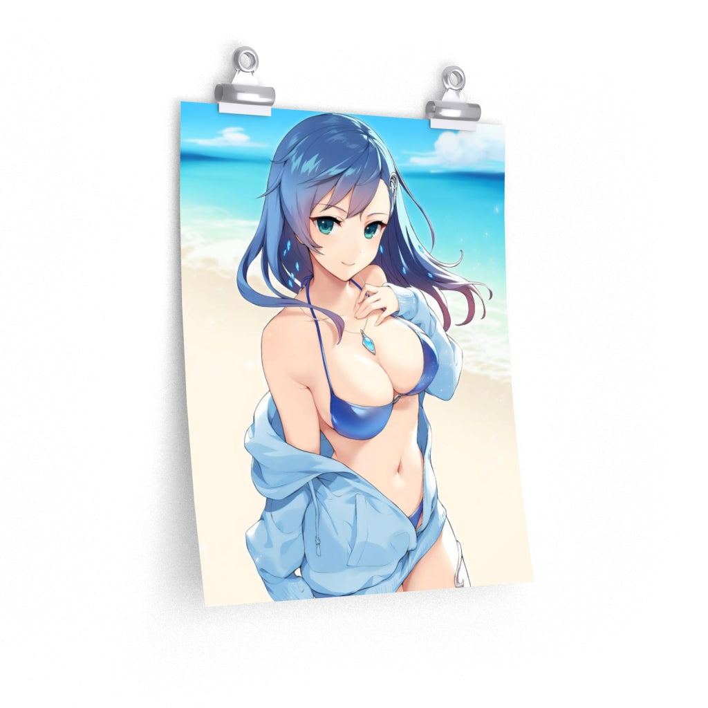 Affiche Ecchi de Maria Traydor en bikini avec étoile de mer - Affiche verticale mate de qualité supérieure obscène - Art mural pour adulte