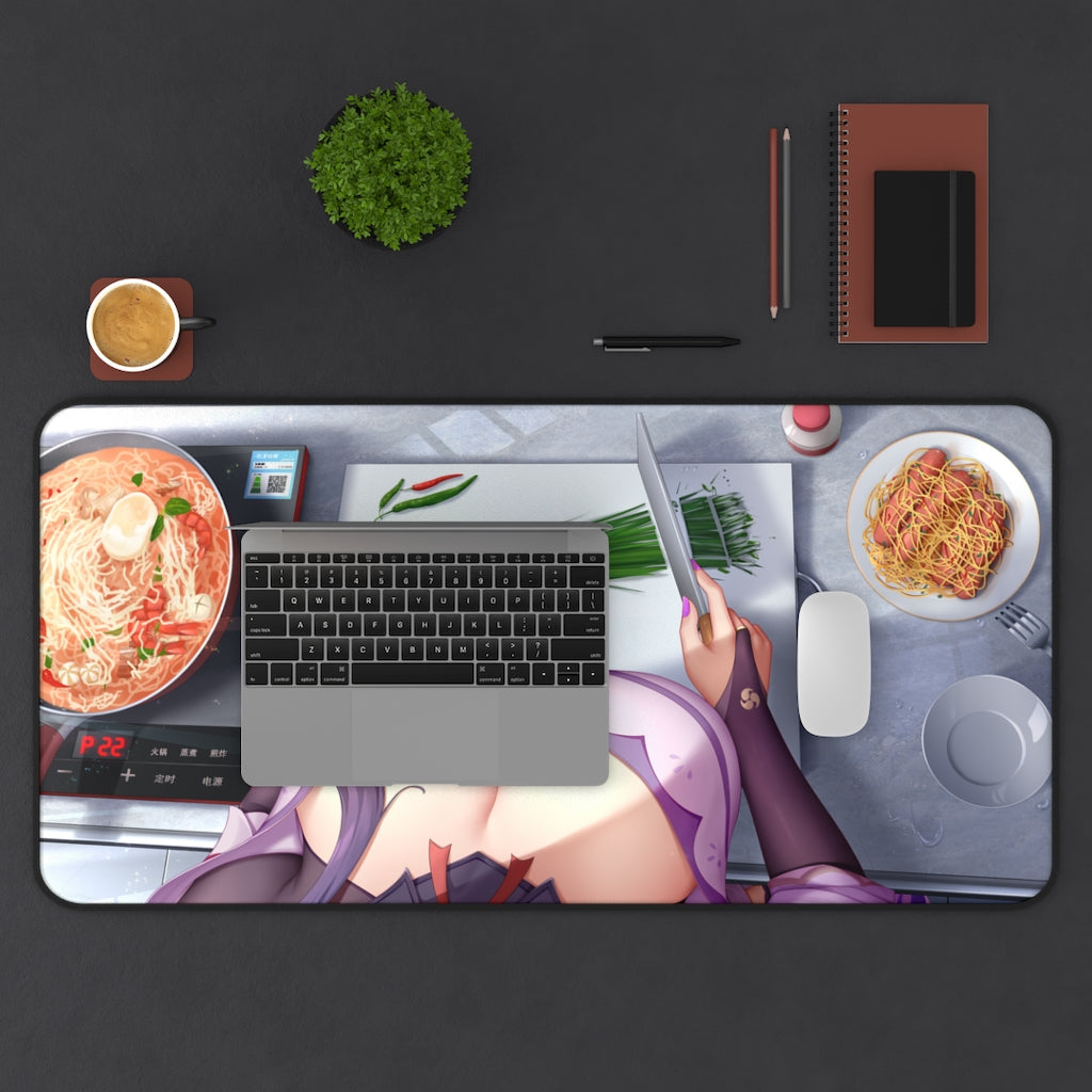 Raiden Shogun Big Boobs Housewife Genshin Impact Desk Mat - Non Slip Mousepad