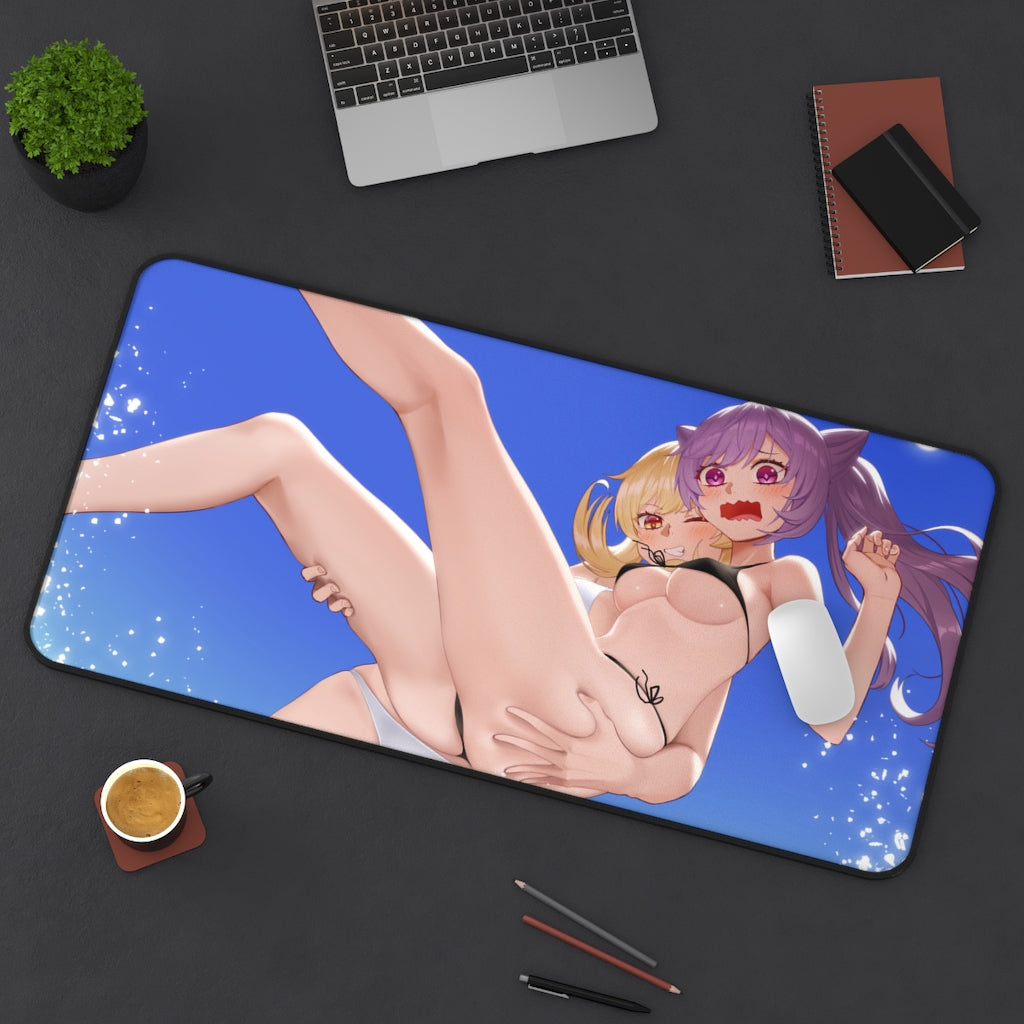 Lumine and Keqing Bikini Genshin Impact Desk Mat - Non Slip Mousepad