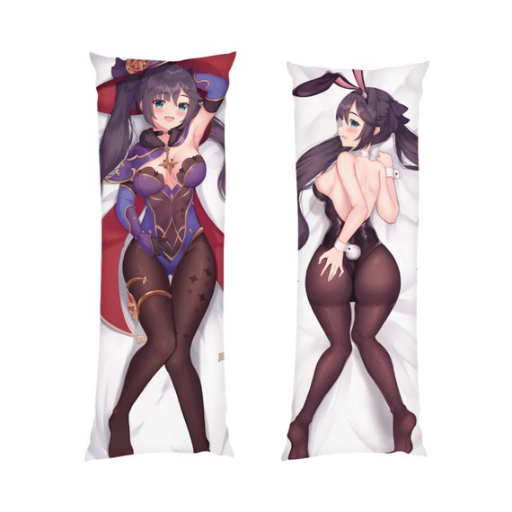 Oreiller de corps Genshin Impact - Dakimakura Mona Sorcière et Bunny Girl - Oreiller de corps Ecchi Anime - Oreiller Waifu