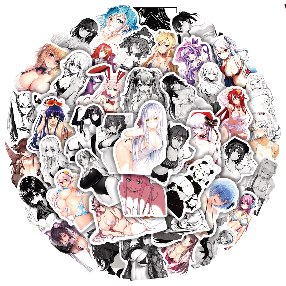 50pcs Hentai Anime Sexy Girls Stickers Waifu Adults Decals DIY Tablet Scrapbooking Luggage Phone PVC Graffiti Sticker Pack